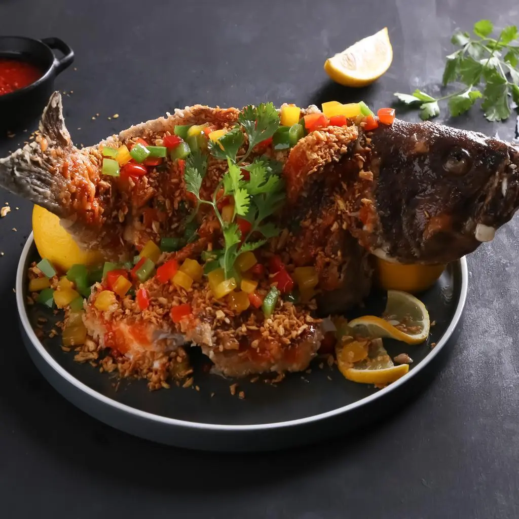 سمكة كاملة على البخار مع الثوم